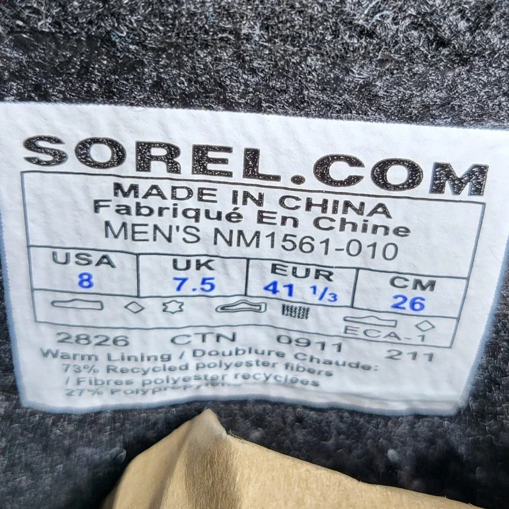 Sorel 1964 Premium T Mens Boots Size 8 Black Waterproof Leather Duck Snow NM1561